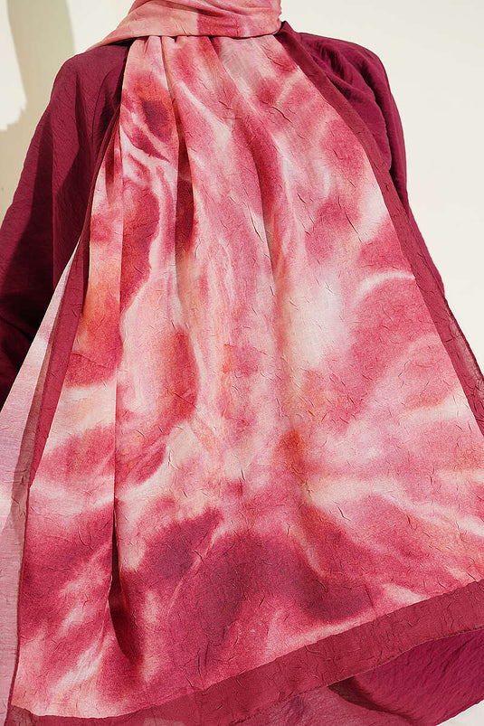 Batik Ebruli Bambus Strick Schal Bordeaux