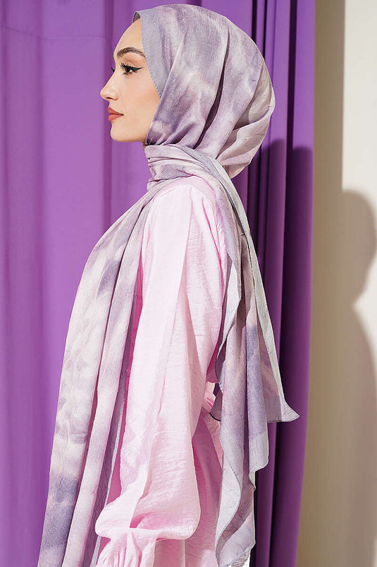 Batik Ebruli Bambu Kraş Şal Lila