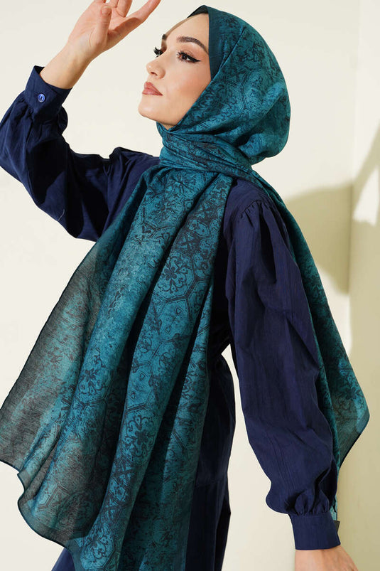 Modal Shawl with Batik Pattern Petrol