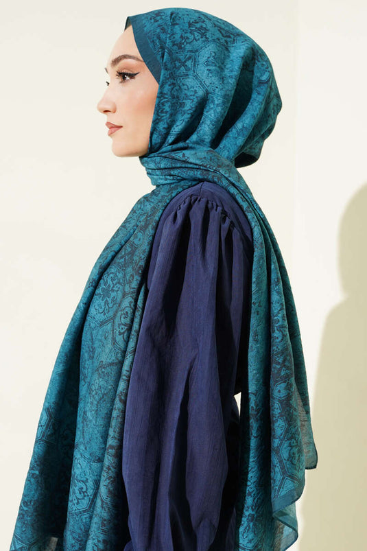 Modal Shawl with Batik Pattern Petrol