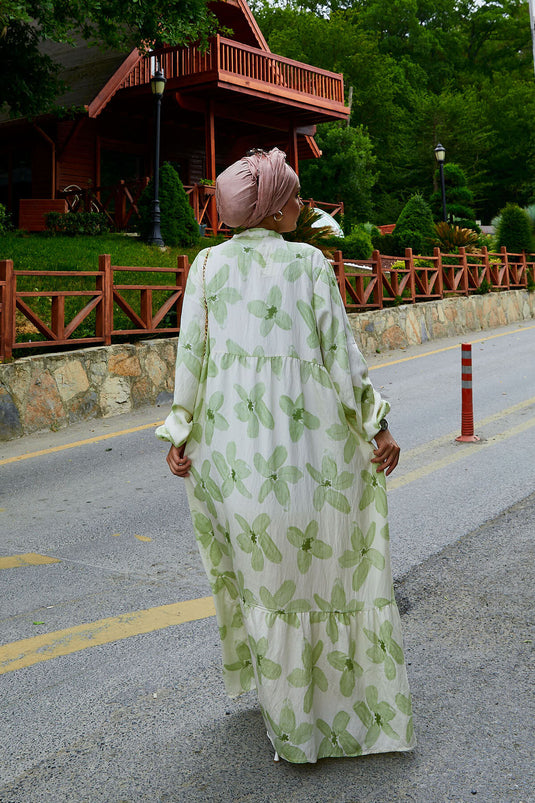 Robe à motifs grande taille à demi-boutons vert aqua