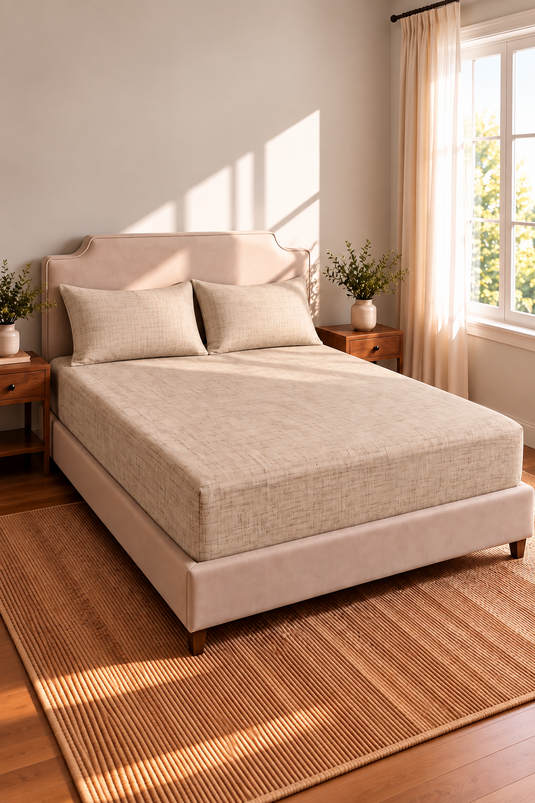 Ensemble De Draps Avec Élastique Taille Battal Beige