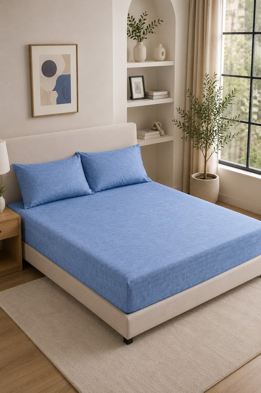 Ensemble de draps avec élastique taille Battal, bleu