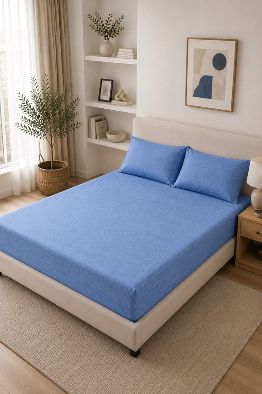 Juego de sábanas ajustables talla grande azul