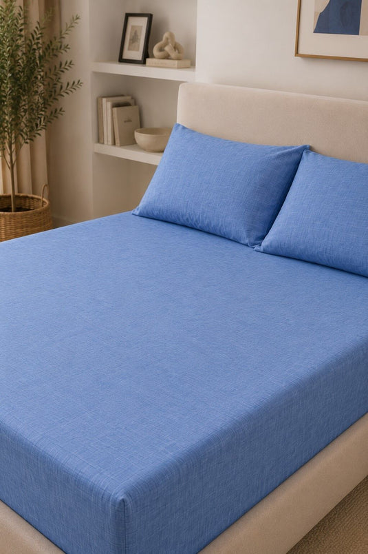 Juego de sábanas ajustables talla grande azul