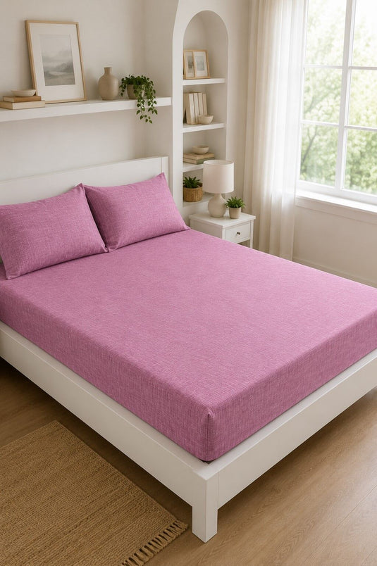 Ensemble de draps avec élastique taille Battal, rose