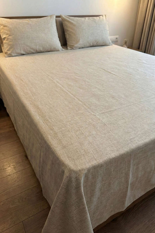 Ensemble drap-housse et taie d'oreiller Battal Latte