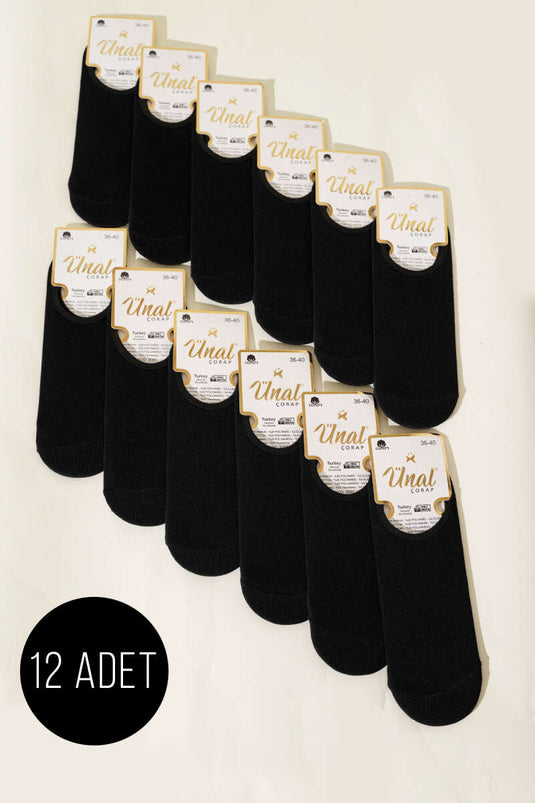 Damen-Ballerinasocken, 12er-Pack, Schwarz