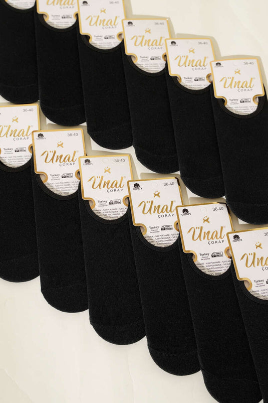 Damen-Ballerinasocken, 12er-Pack, Schwarz