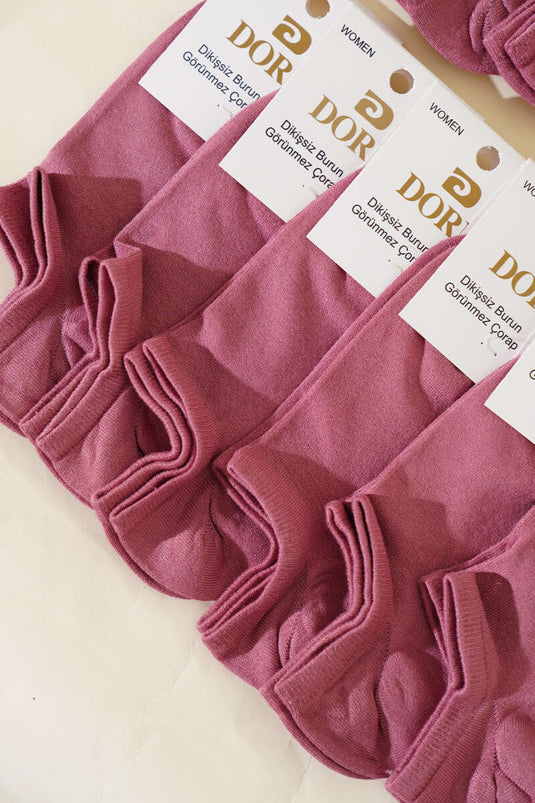 Women's 12-Pack Seamless Invisible Bootie Socks Dusty Rose