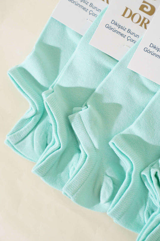 Women's 12-Pack Seamless Invisible Bootie Socks Aqua Green