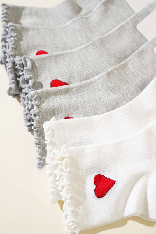 Assortiment de 12 paires de chaussettes courtes en forme de cœur pour femmes 1