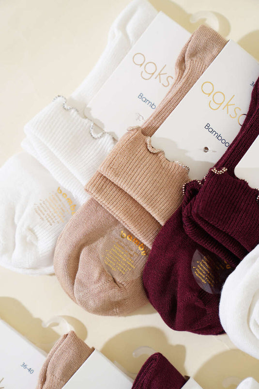 Assortiment de 12 paires de chaussettes courtes à motif pierre bouclée pour femmes 1