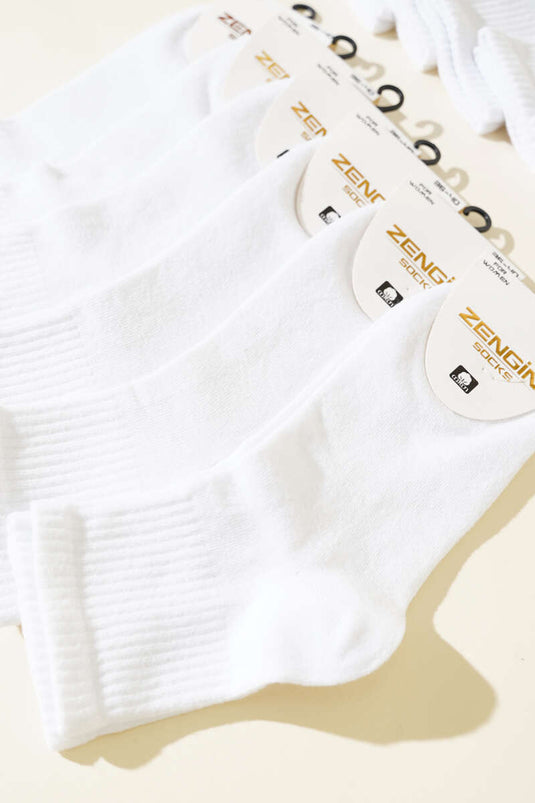 Lot de 12 paires de chaussettes courtes blanches en coton peigné pour femmes
