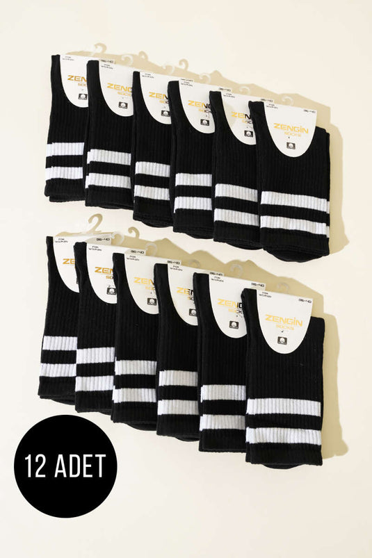 Assortiment de 12 paires de chaussettes en coton peigné pour femmes (2)