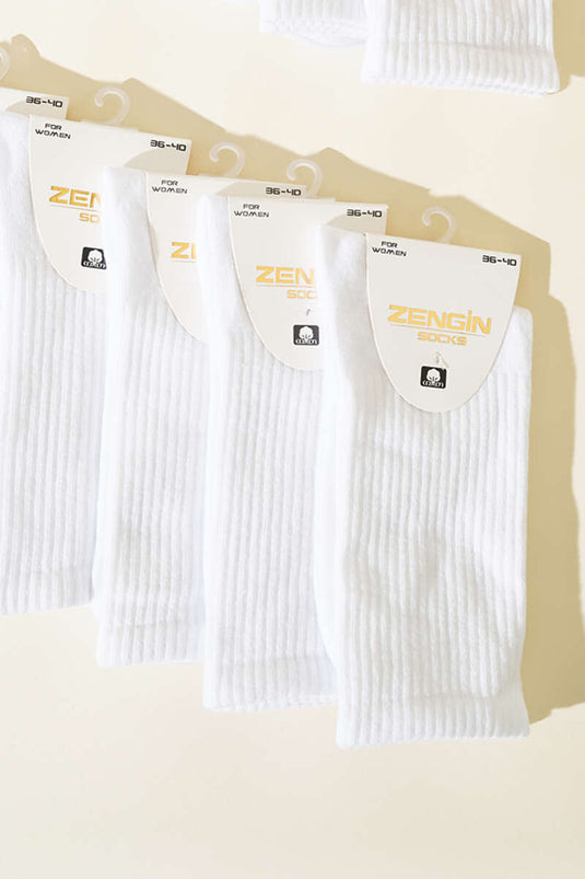 Lot de 12 paires de chaussettes blanches en coton peigné pour femmes