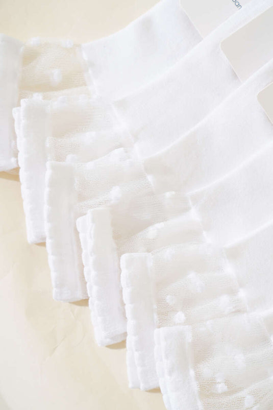 Lot de 12 paires de chaussettes courtes transparentes blanches pour femmes