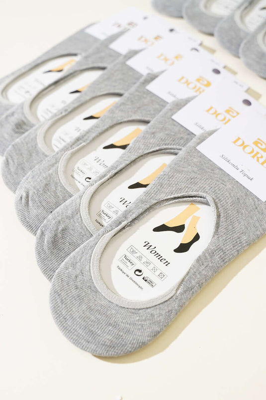 جوارب باليرينا نسائية بكعب سيليكون - عبوة من 12 قطعة - رمادي