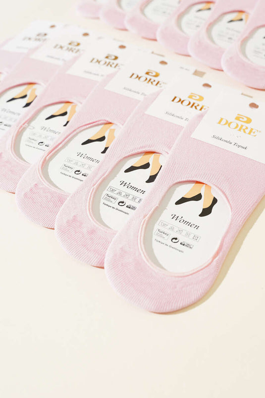 جوارب باليرينا نسائية بكعب سيليكون - عبوة من 12 قطعة - وردي