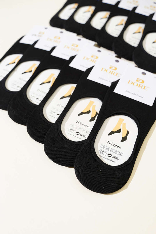 جوارب باليرينا نسائية بكعب سيليكون - عبوة من 12 قطعة - لون أسود