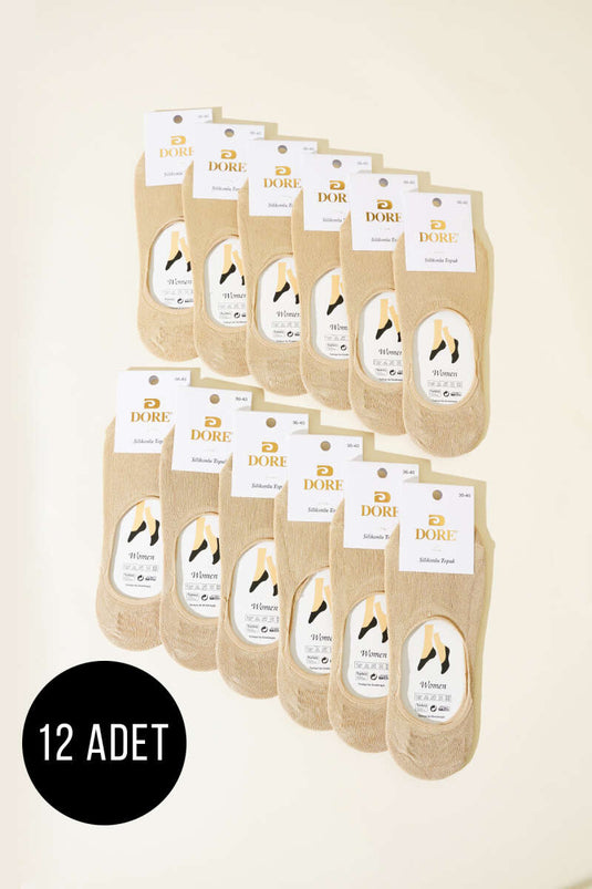 جوارب باليرينا بكعب من السيليكون للنساء - عبوة من 12 قطعة