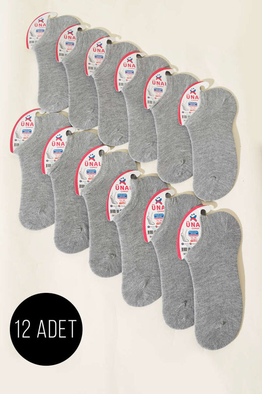 Damen-Sneakersocken, 12er-Pack, Grau