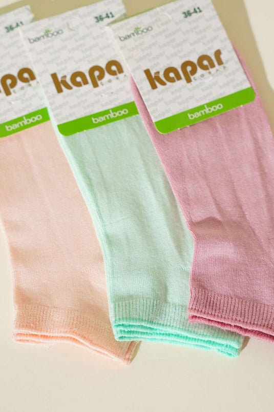 Bayan 3'lü Bambu Patik Çorap Asorti 2