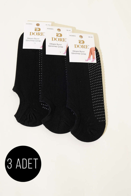 Women's 3-Pack Non-Slip Sneakers Socks Black