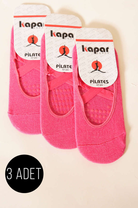Bayan 3 paires de chaussettes de Pilates fuchsia