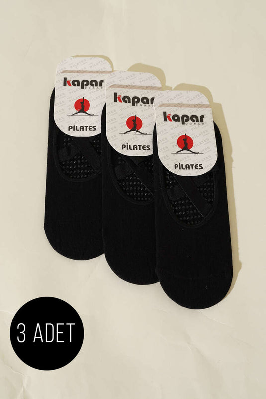 Bayan 3'lü Pilates Çorap Siyah