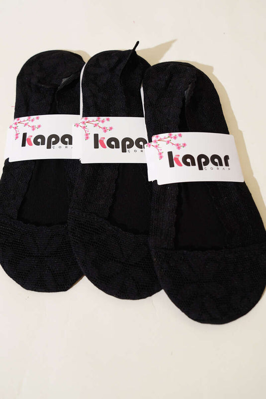 جوارب باليه نسائية من الدانتيل، عبوة من 4 قطع، لون أسود