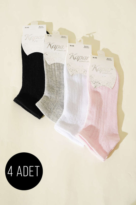 Women's 4-Pack Mesh Detail Ankle Socks Assortment 1