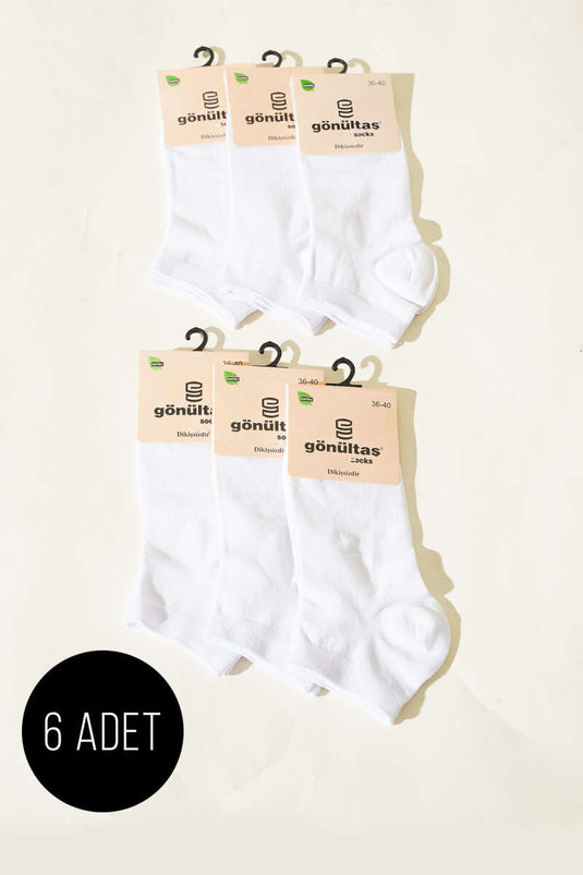 Chaussettes bottines blanches en bambou pour femmes (lot de 6).