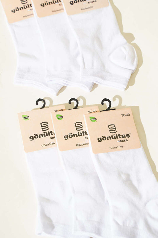 Chaussettes bottines blanches en bambou pour femmes (lot de 6).