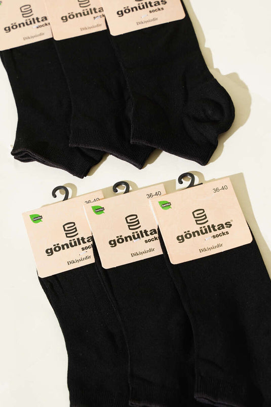 Chaussettes bottines en bambou pour femmes, lot de 6, noires