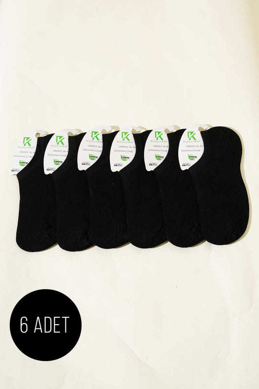 جوارب رياضية نسائية من الخيزران، عبوة من 6 قطع، لون أسود