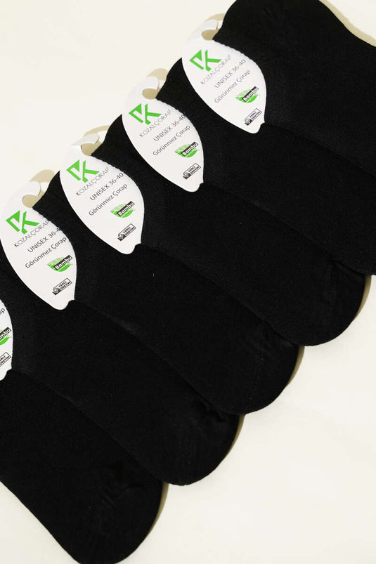 جوارب رياضية نسائية من الخيزران، عبوة من 6 قطع، لون أسود