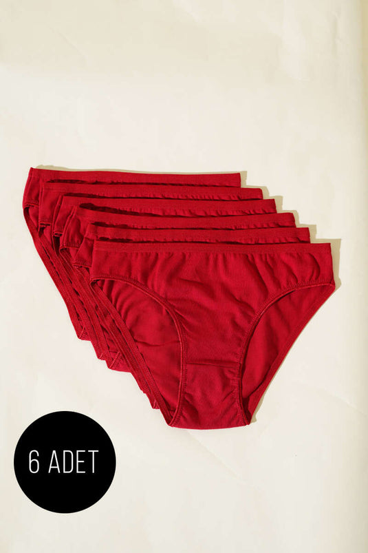 Women's 6-Pack Basic Panties Burgundy