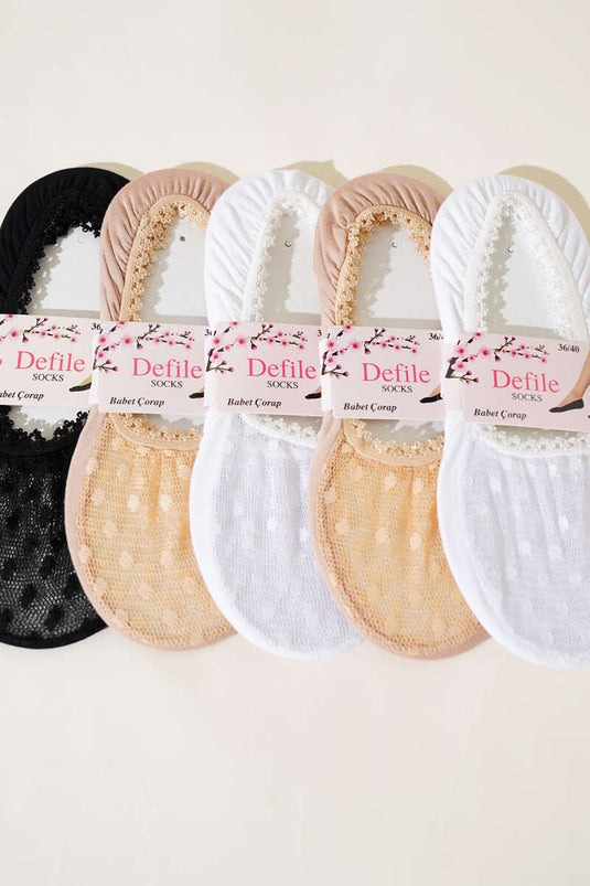 مجموعة جوارب باليرينا الدانتيل النسائية المكونة من 6 قطع - 3