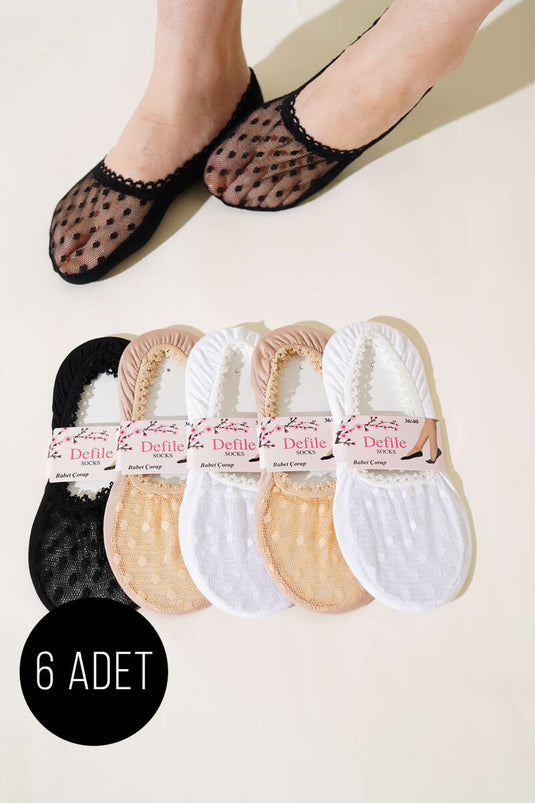 مجموعة جوارب باليرينا الدانتيل النسائية المكونة من 6 قطع - 3