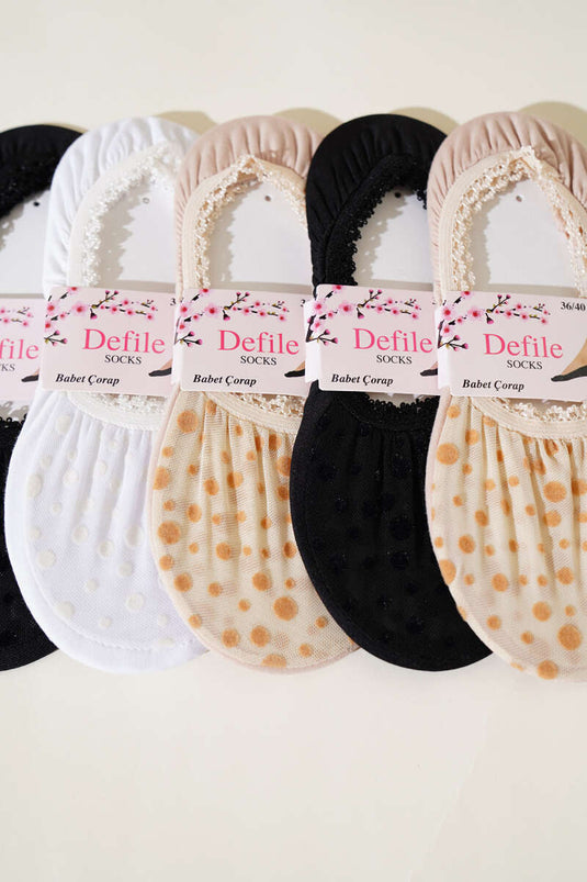 مجموعة جوارب باليرينا الدانتيل النسائية المكونة من 6 قطع - 4