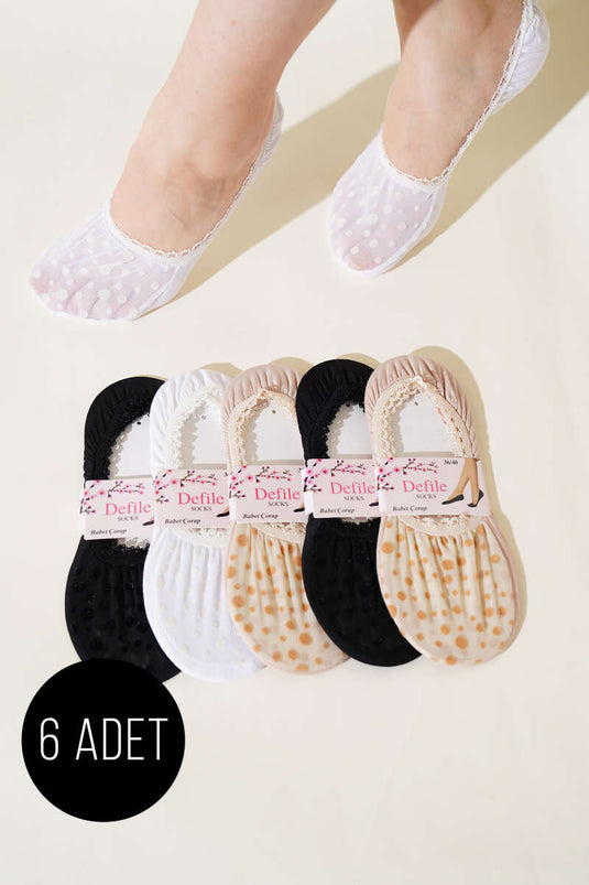 مجموعة جوارب باليرينا الدانتيل النسائية المكونة من 6 قطع - 4