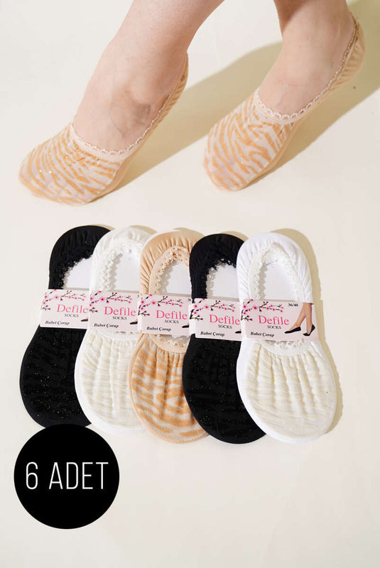 مجموعة جوارب باليرينا الدانتيل النسائية المكونة من 6 قطع
