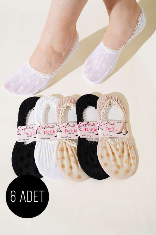 مجموعة جوارب باليرينا الدانتيل النسائية المكونة من 6 قطع - 7