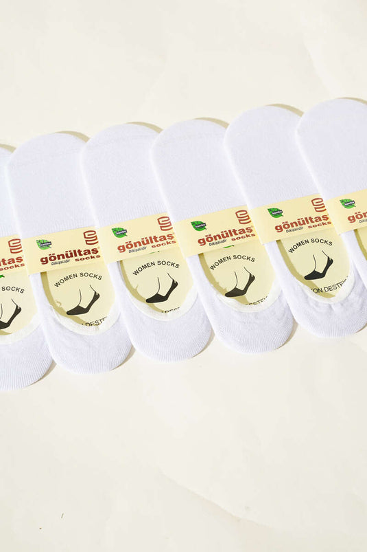Lot de 6 paires de chaussettes ballerines blanches sans couture en bambou pour femmes
