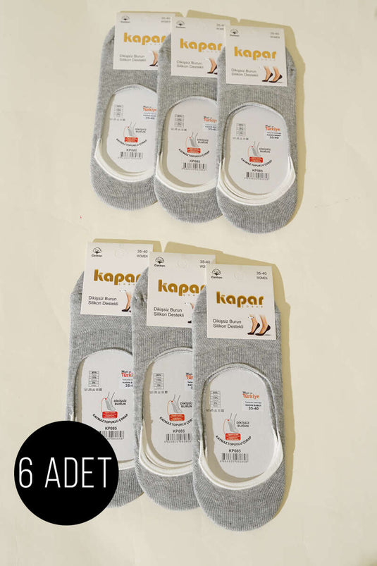 Women's 6-Pack Flat Ballet Socks Grey