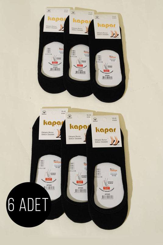 Women's 6-Pack Plain Ballet Socks, Black