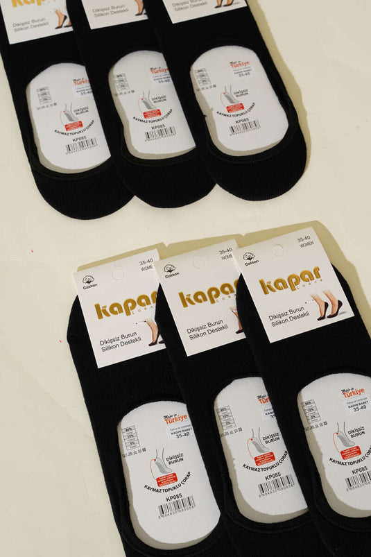 Women's 6-Pack Plain Ballet Socks, Black