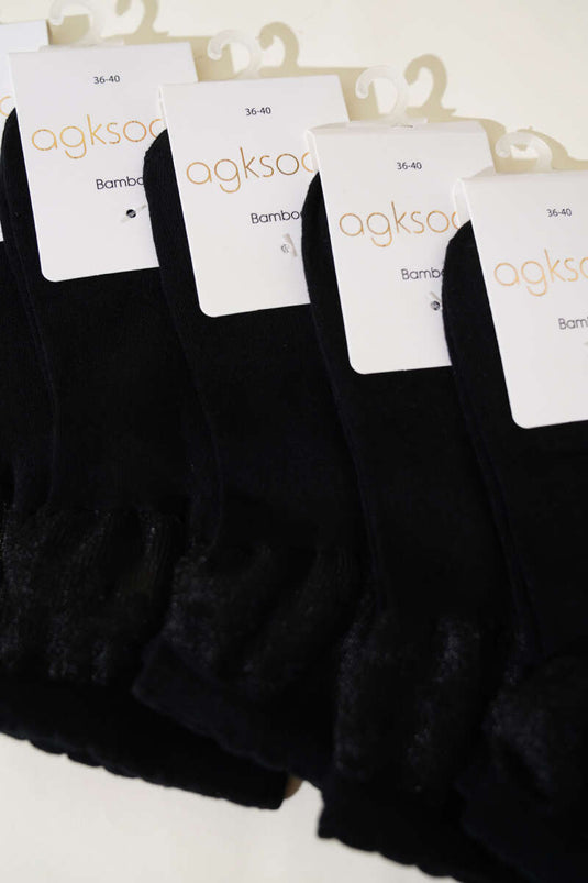 Lot de 6 paires de chaussettes courtes en tulle à pois pour femme, noires