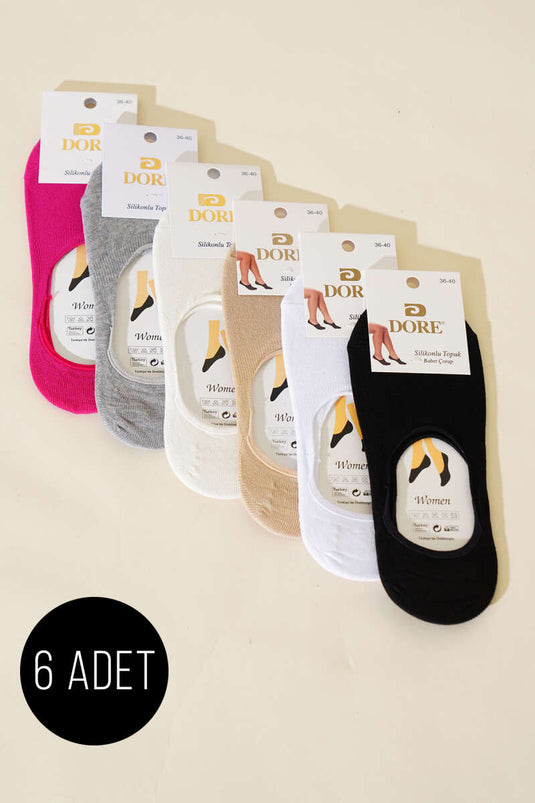 Assortiment de 6 paires de chaussettes ballerines à talons en silicone pour femmes 1